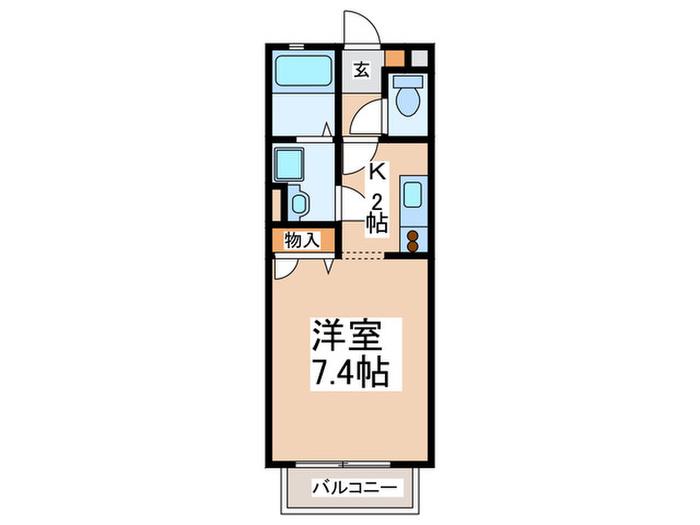 グランディール大下(1K/2階)の間取り写真