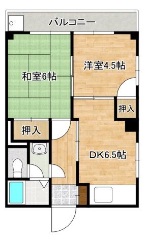 FORウエスト住吉(2DK/4階)の間取り写真