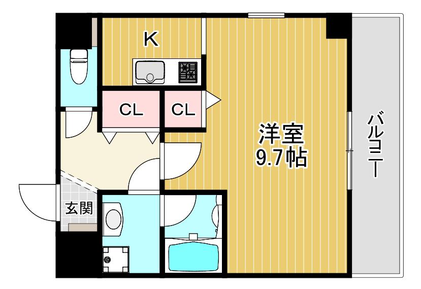 HRフロントリーガル新森(1K/5階)の間取り写真