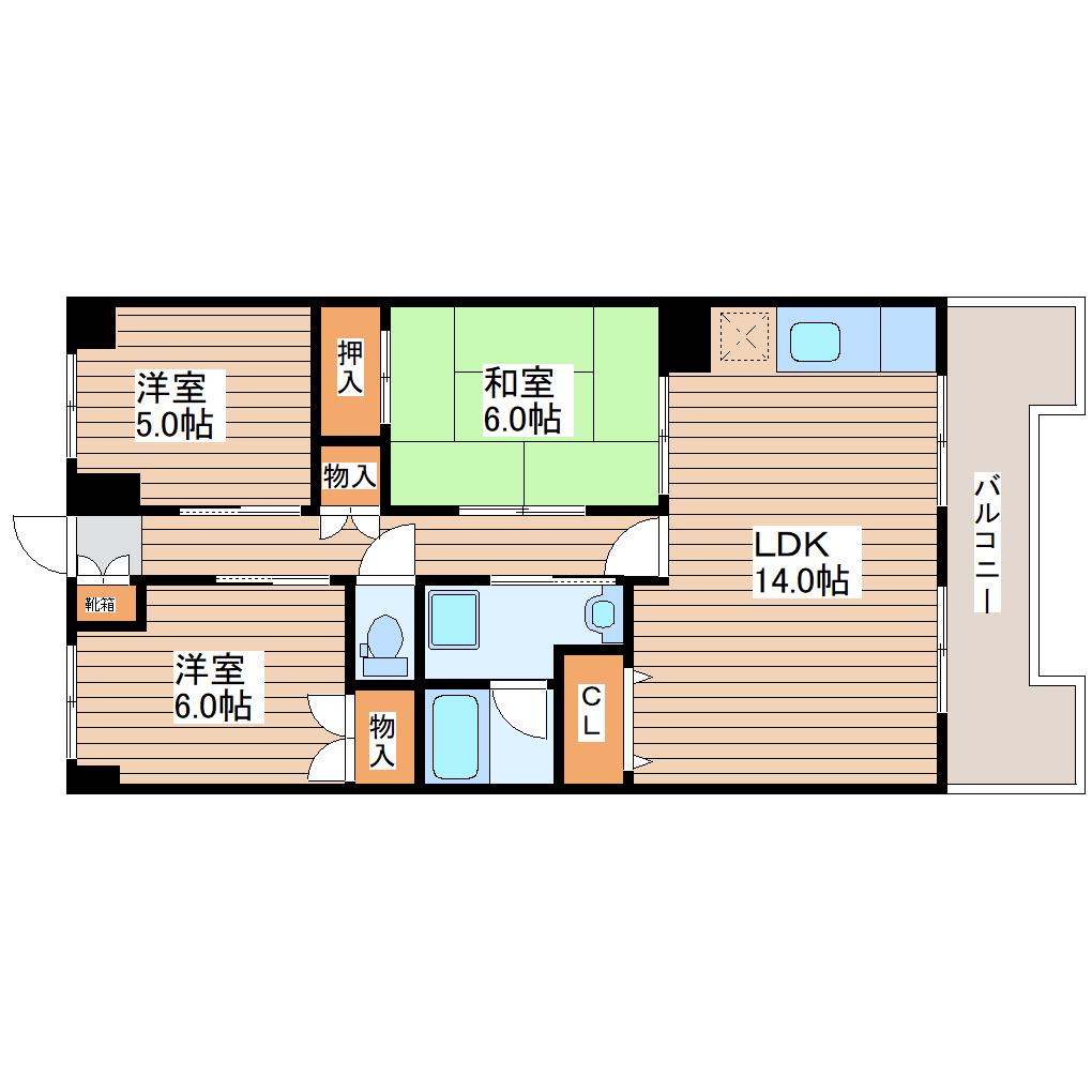 エステマール(3LDK/6階)の間取り写真