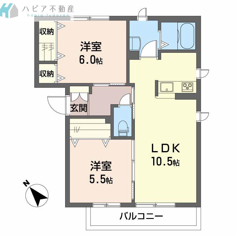 グランステージ(2LDK/3階)の間取り写真