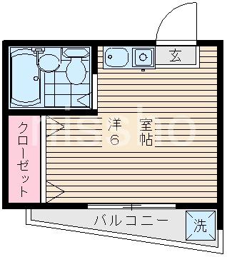 平山ハウス(ワンルーム/2階)の間取り写真