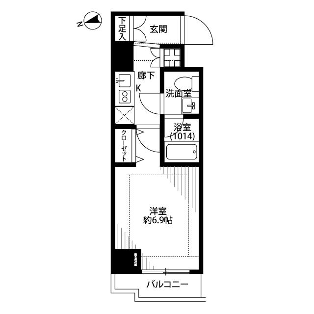 プレール・ドゥーク北新宿(1K/4階)の間取り写真
