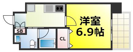 MARKS難波南(1K/5階)の間取り写真
