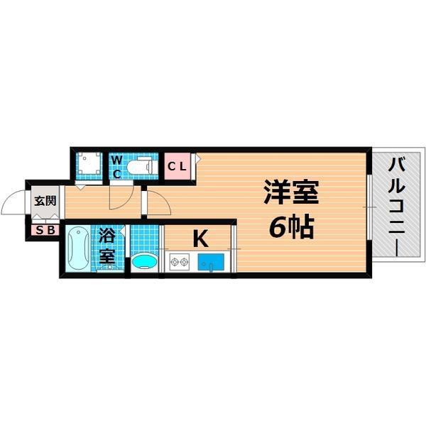 クレアート大阪トゥールビヨン(1K/6階)の間取り写真