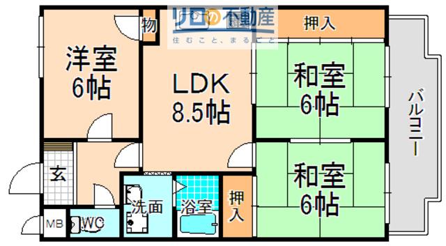 瑞ヶ丘ハイツ(3LDK/1階)の間取り写真
