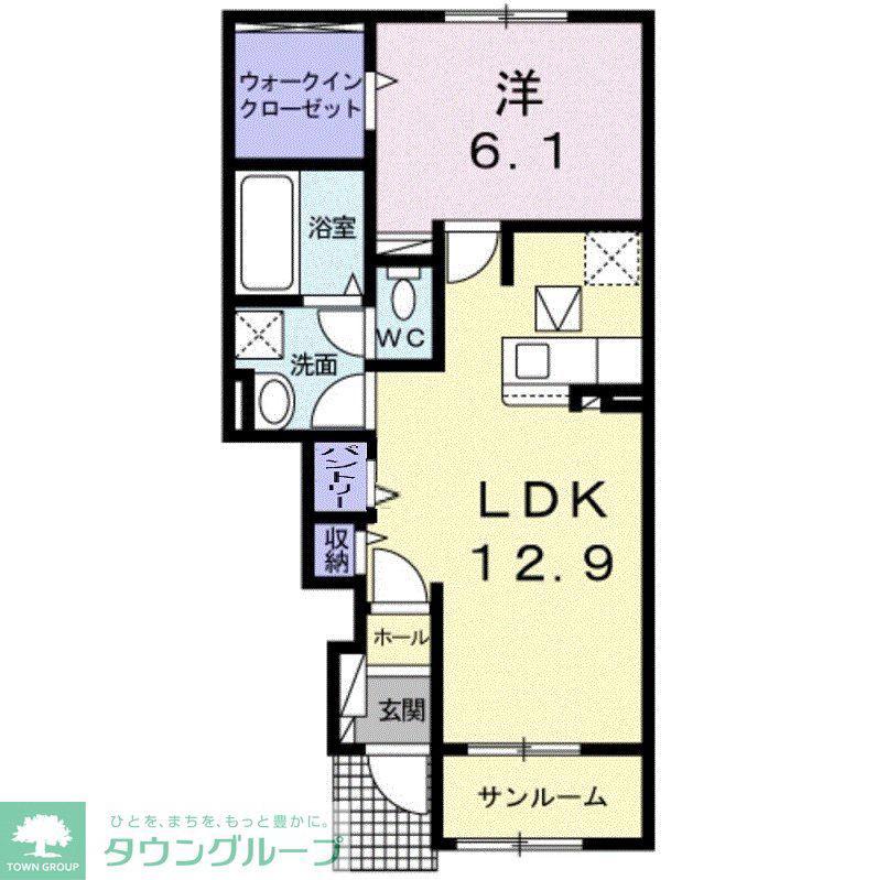 フィオーレ(1LDK/1階)の間取り写真