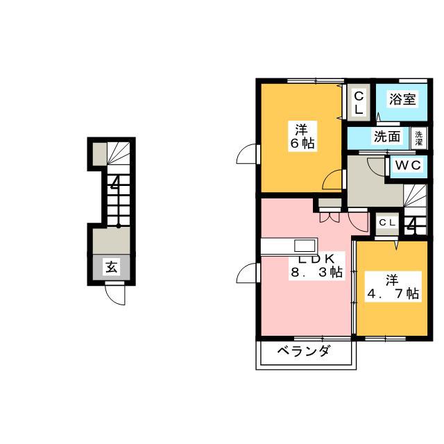 MO-V B(2LDK/2階)の間取り写真