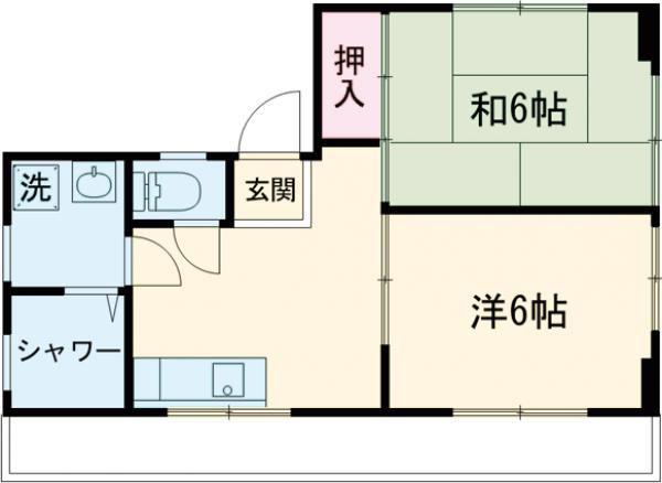 モンブラン東刈谷(2DK/2階)の間取り写真