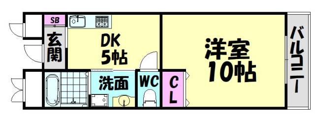 フェアリーコート鳳(1DK/3階)の間取り写真