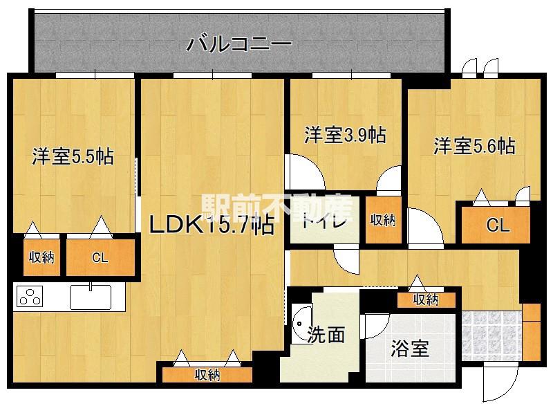 西新ステラレジデンス(3LDK/2階)の間取り写真