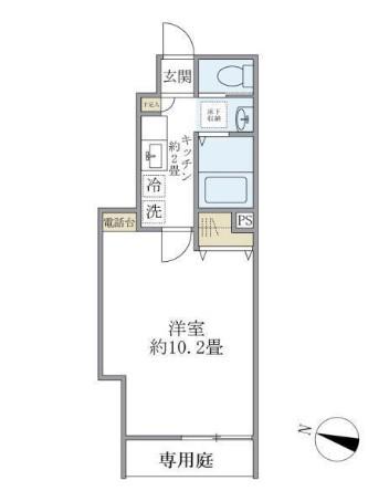 セレ渋谷本町(1K/1階)の間取り写真