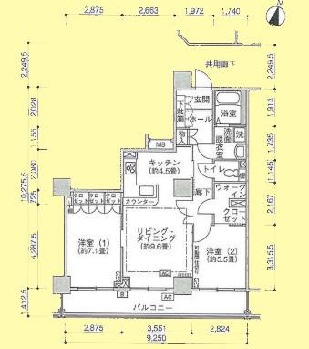 Jタワー西大井イーストタワー(2LDK/21階)の間取り写真