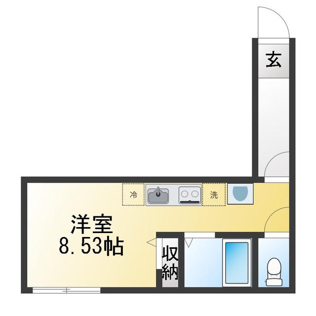 キャトルズ南矢名(ワンルーム/1階)の間取り写真
