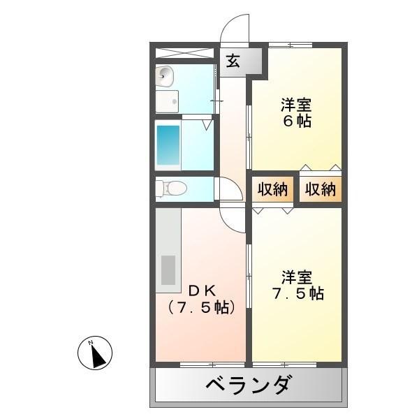 タコマコート(2DK/1階)の間取り写真