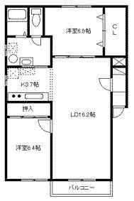 グランデV(2LDK/1階)の間取り写真