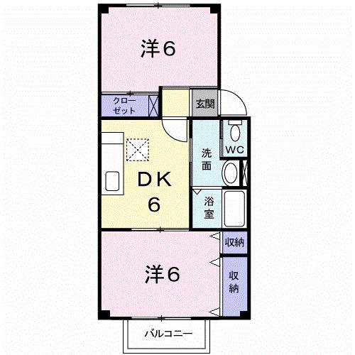 アンシャンテ(2DK/2階)の間取り写真