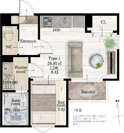 REGALEST六丁の目(1LDK/2階)の間取り写真