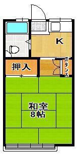 大成コーポ(1K/2階)の間取り写真
