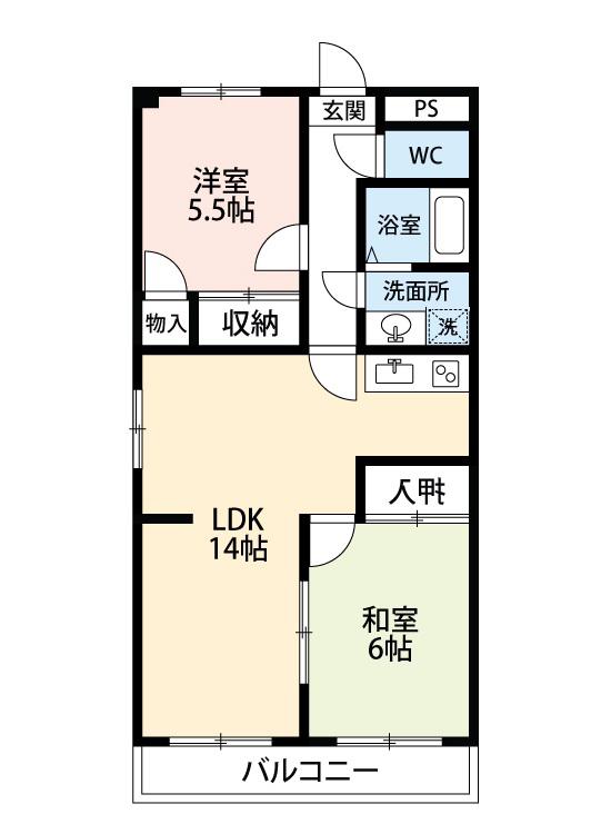 信和キャッスル(2LDK/3階)の間取り写真