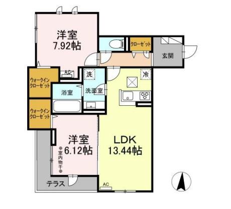 プライム レジデンス(2LDK/1階)の間取り写真