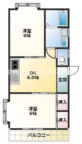 グリーンコートM III(2DK/2階)の間取り写真