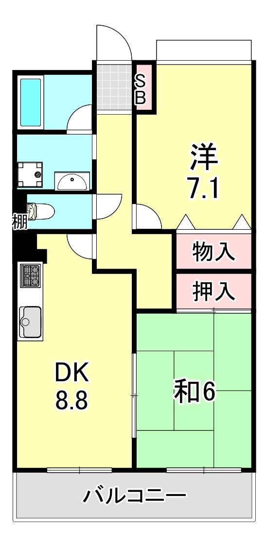 アプリーレ北青木(2DK/4階)の間取り写真