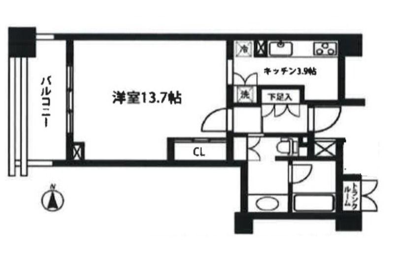 レジデンシャルアート代々木公園(1K/5階)の間取り写真