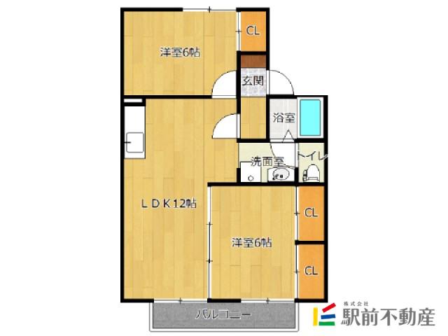 ファミール中の館B棟(2LDK/2階)の間取り写真