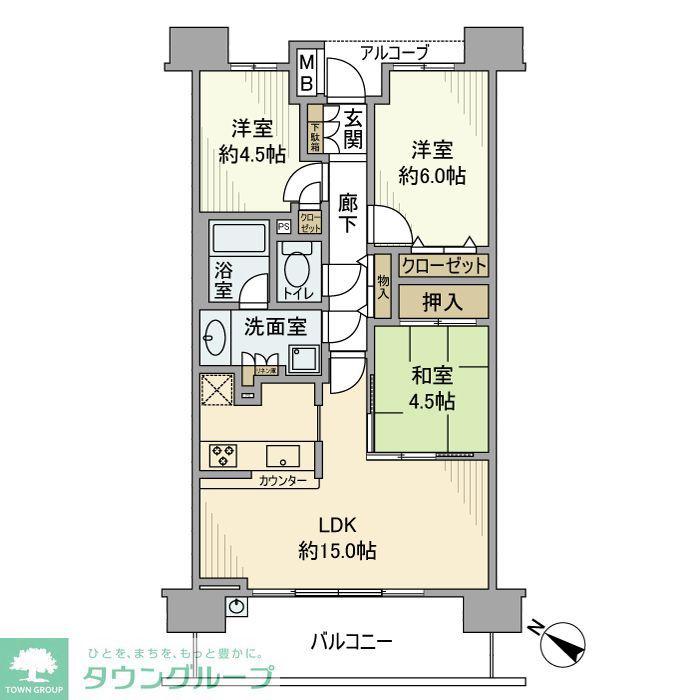 パークホームズ南柏ステーションアベニュー(3LDK/9階)の間取り写真