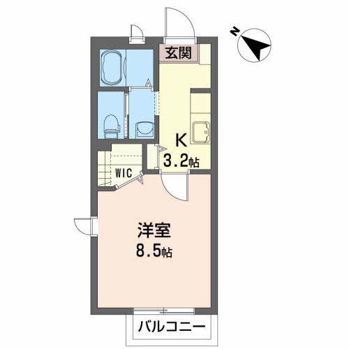 シャーメゾン・ペオニーB(1K/1階)の間取り写真