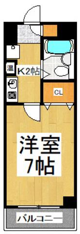 第2アビタシオン浅倉(1K/6階)の間取り写真