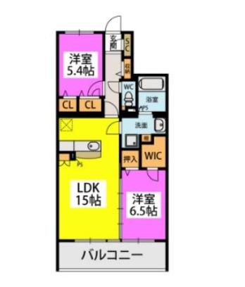 フロースフォンス(2LDK/3階)の間取り写真