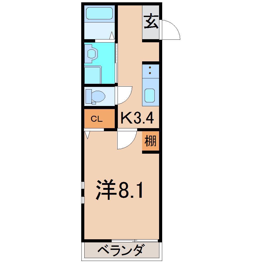 エアレンデル(1K/2階)の間取り写真