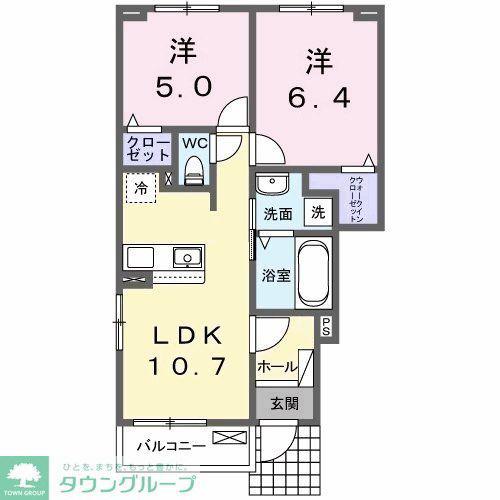 カレント レジデンス 下増田I(2LDK/1階)の間取り写真