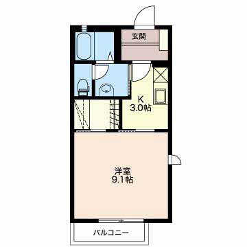 ルミエールジュネスK(1K/1階)の間取り写真