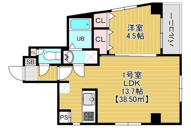 THE HOUSE MINOWA(1LDK/8階)の間取り写真