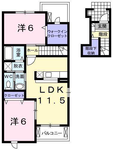 ヴィラ薫風一番館(2LDK/2階)の間取り写真