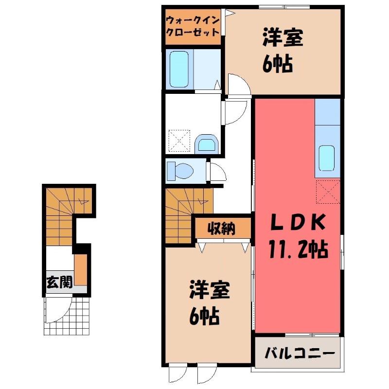 グランクラスD(2LDK/2階)の間取り写真