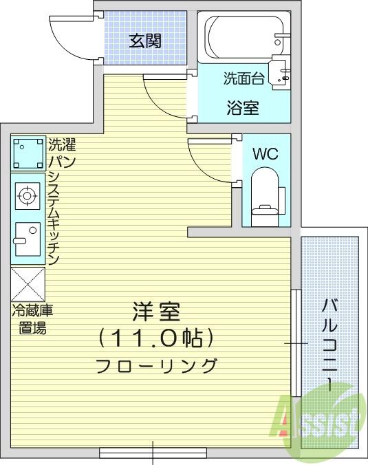 ハイツAK(ワンルーム/3階)の間取り写真