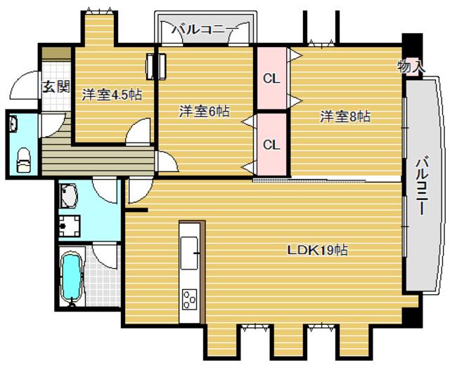 ヴィラ・エンゲルストロイメ(3LDK/2階)の間取り写真