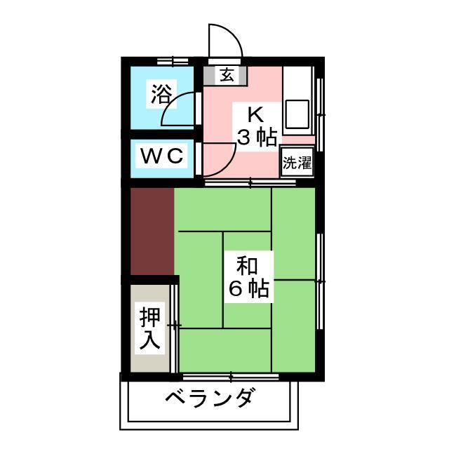 フジハイツ(1K/2階)の間取り写真