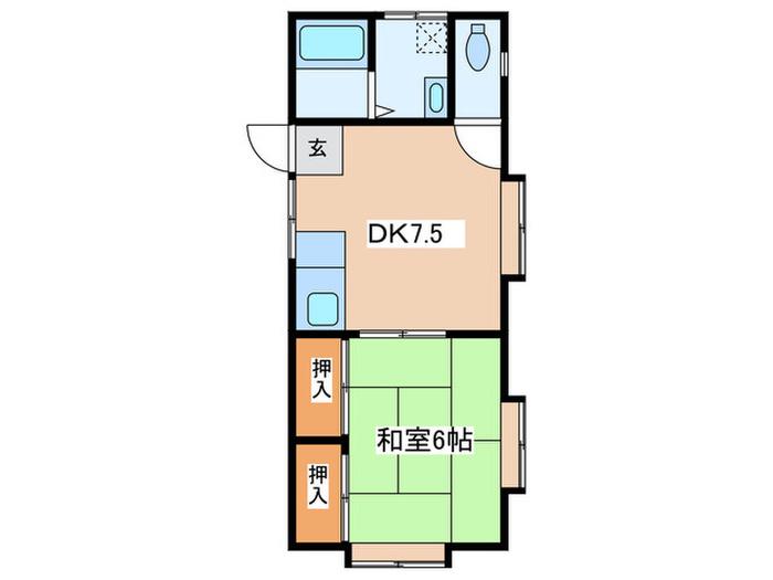 ハナマリーナ逗子(1DK/2階)の間取り写真