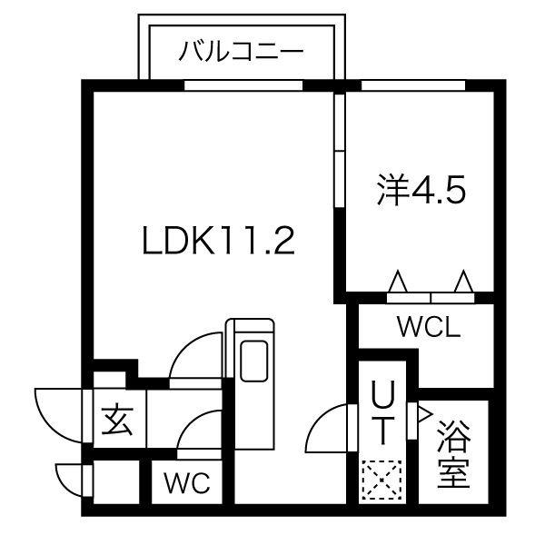 PEERSON西町(1LDK/4階)の間取り写真