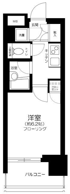 パレステュディオ芝浦シティ(1K/4階)の間取り写真