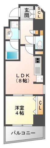 SK江坂(1LDK/4階)の間取り写真