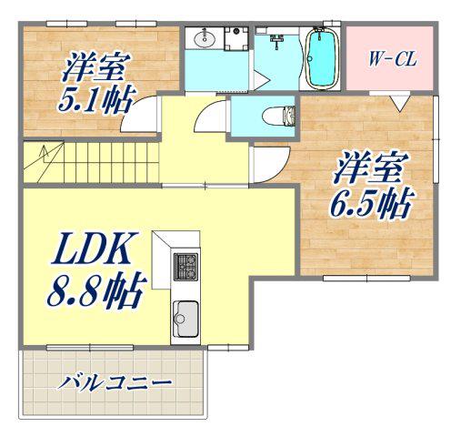 パナウィル(2LDK/2階)の間取り写真