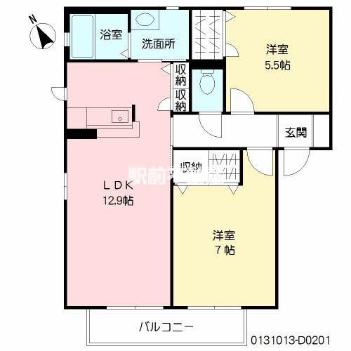 スリーゼ(2LDK/2階)の間取り写真