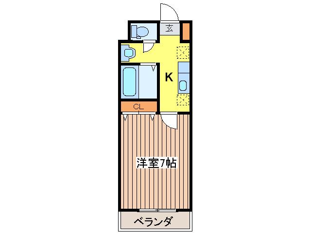 丹木田口ビル(1K/1階)の間取り写真