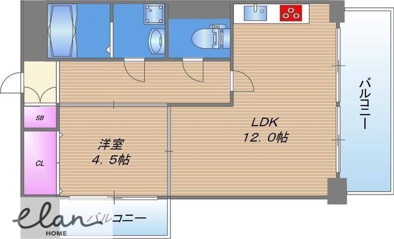 大洋ハイツ清水谷(1LDK/4階)の間取り写真
